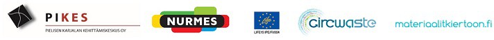 PIKES, Nurmeksen kapunki, Circwaste, materiaalit kiertoon.fi sekä  EU LIFE IP -logot