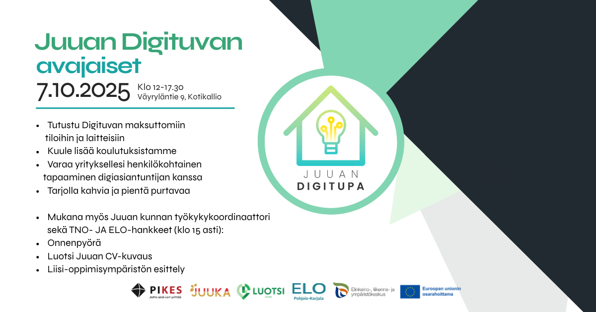 Juuan Digituvan avajaiset Juuan Digituvan avajaisten mainoskuva